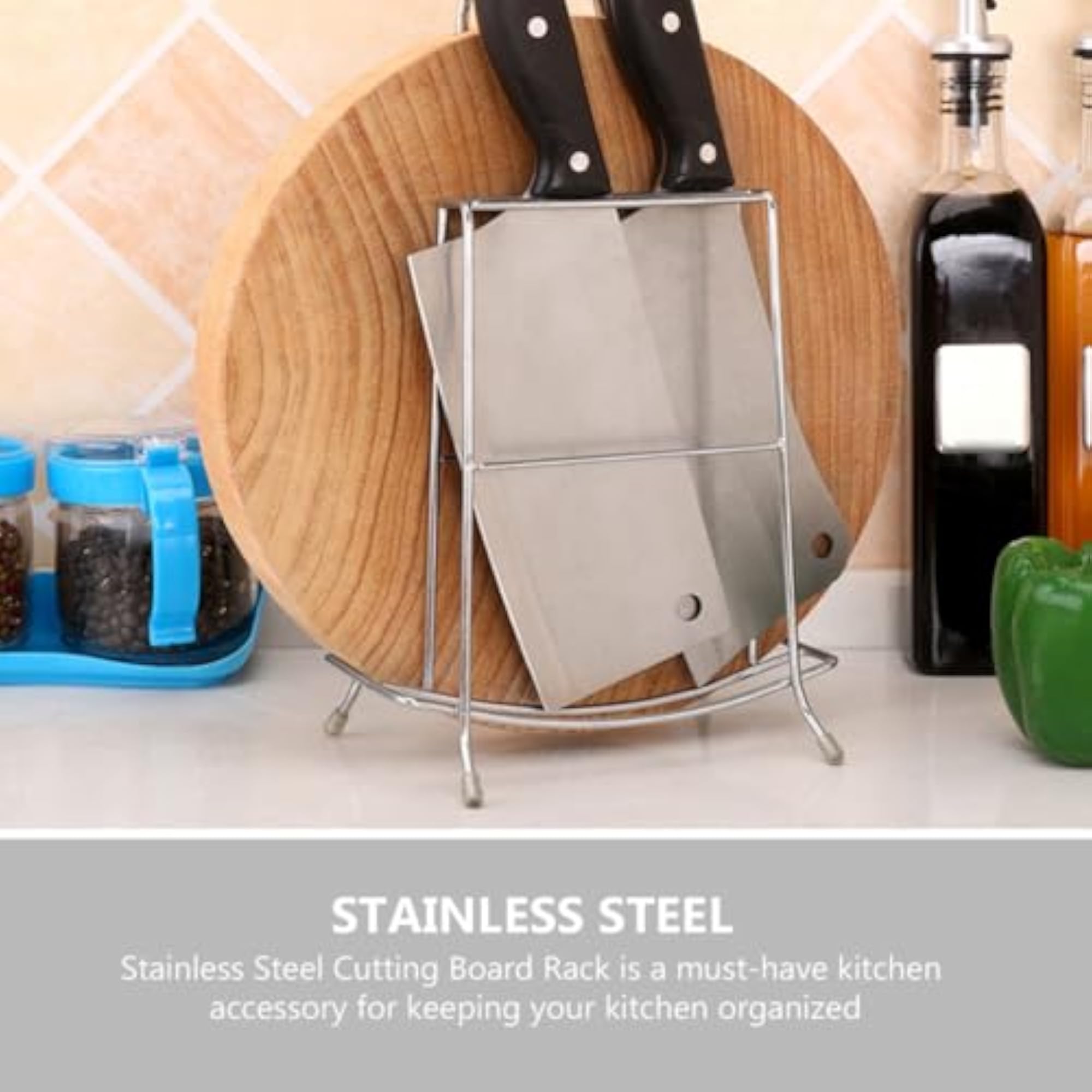 Stainless Steel Cutting Board and Pot Lid Organizer Rack